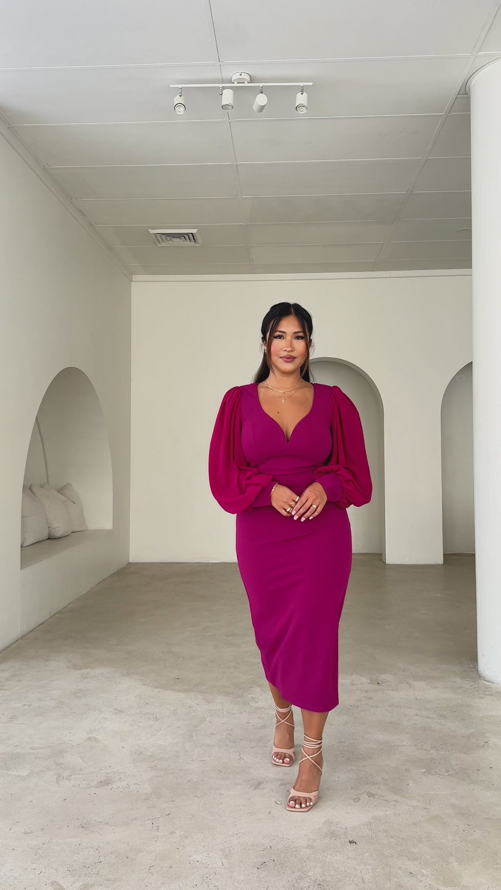 Tammy Long Sleeve Midi Dress - Plum