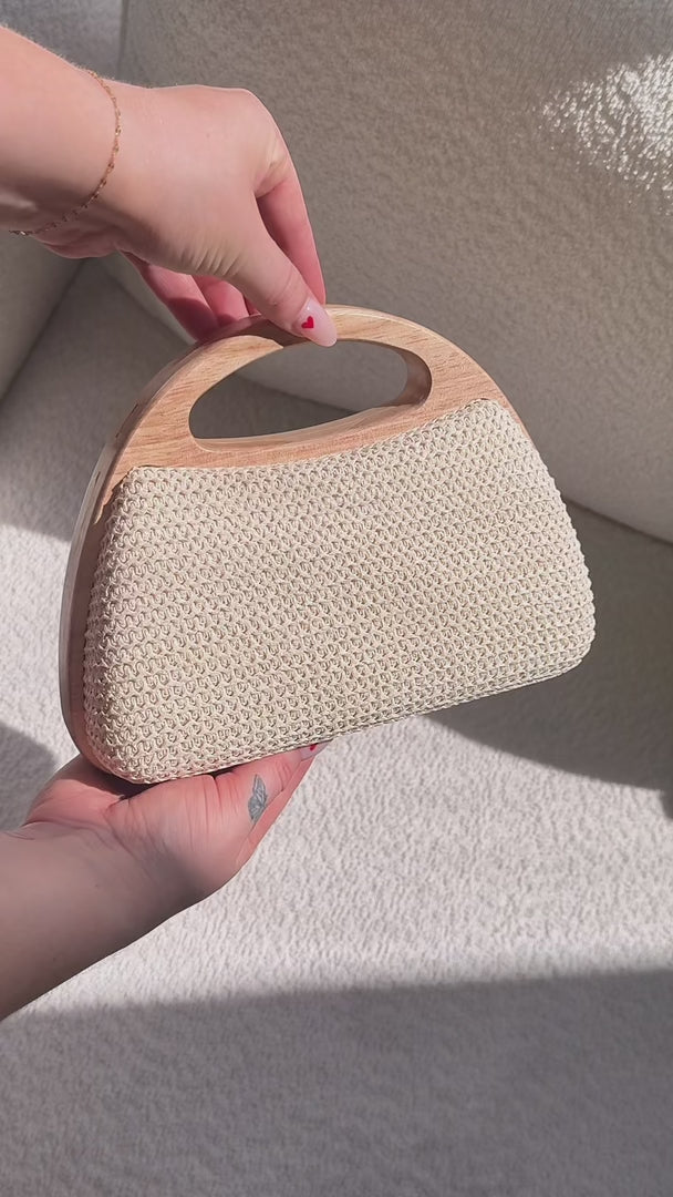 Caroline Straw Bag - Light Beige Crescent