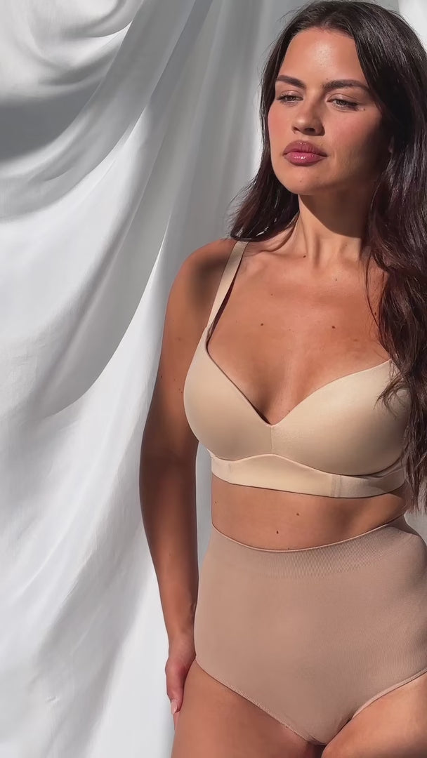 Mora High Waisted Peach Hip Shapewear Briefs - Warm Nude