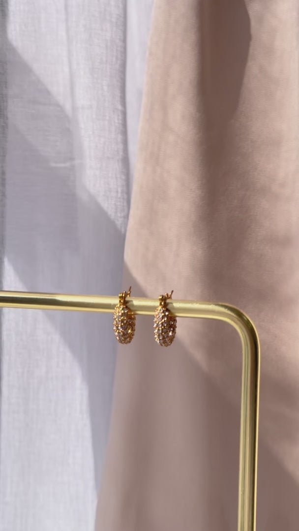 Phyliss Hoop Earrings - Gold U Diamante