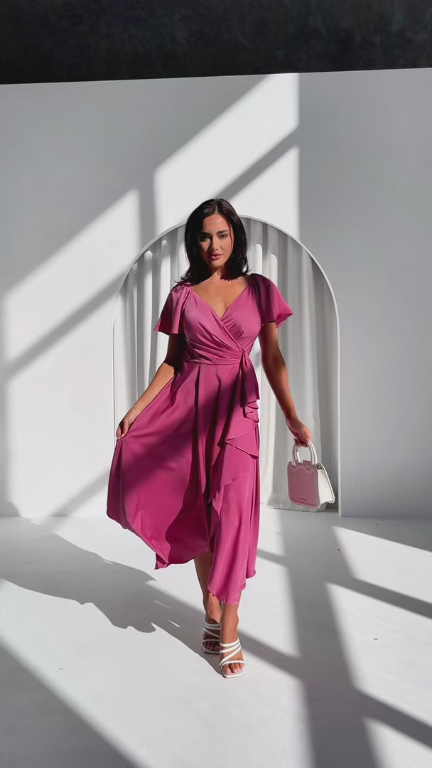 Rossetti Short Sleeve Wrap Maxi Dress - Rose