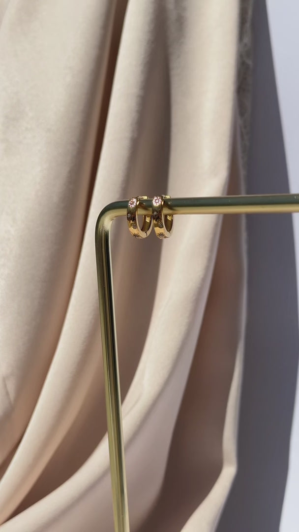 Ivie Hoop Earrings - Gold Half Star Diamante