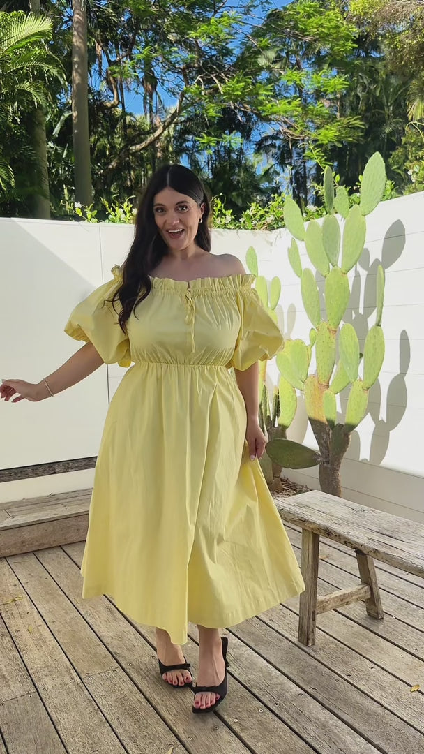 Nadine Midi Dress - Lemon Yellow