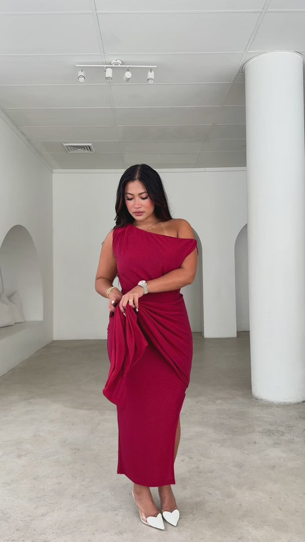 Kompre Midi Dress - Red Metallic