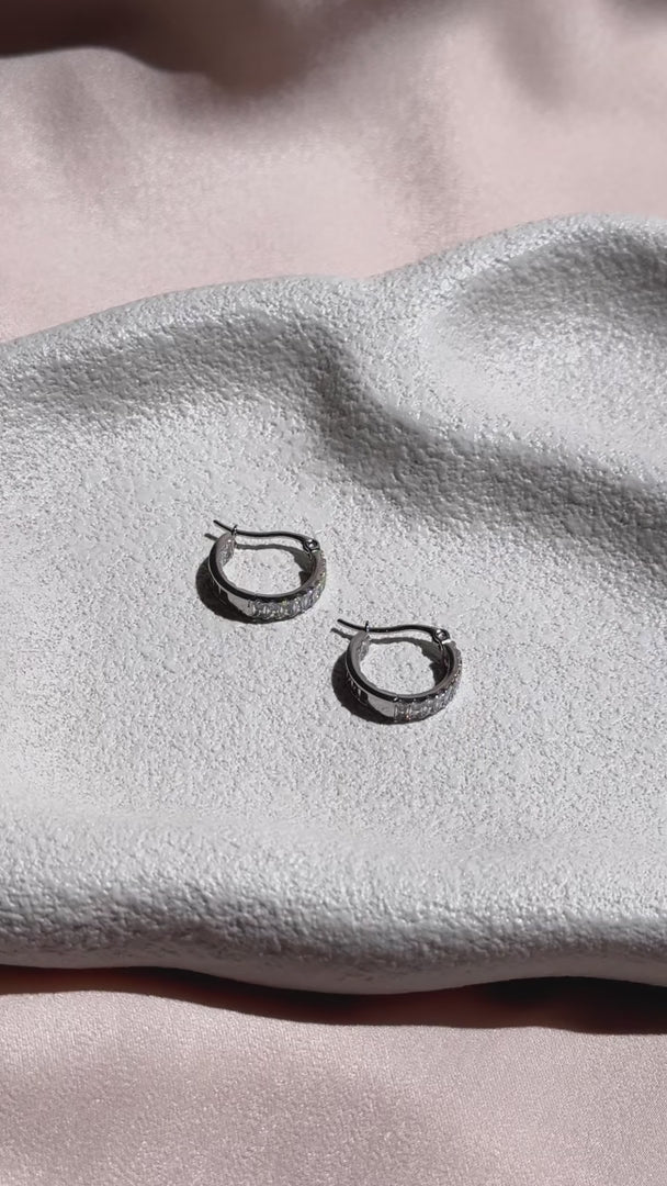 Lumi Hoop Earrings - Silver In Out Diamante