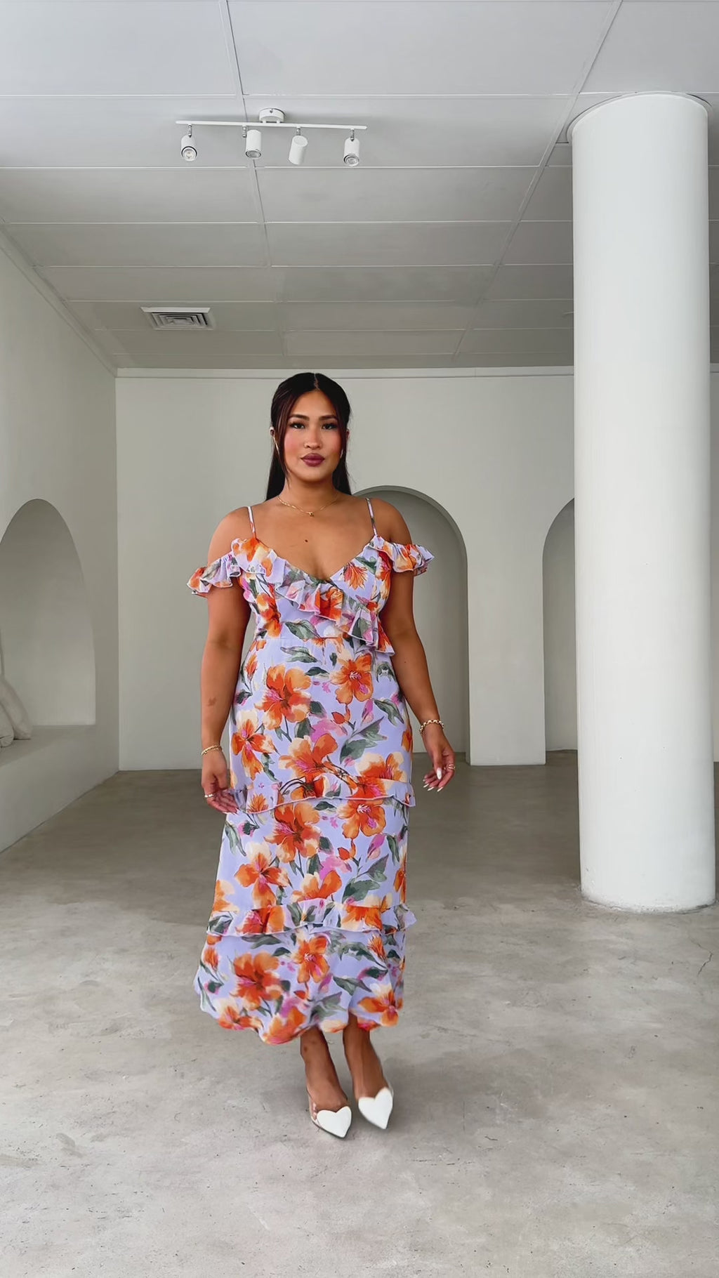 Lozzie Maxi Dress - Purple Orange Floral