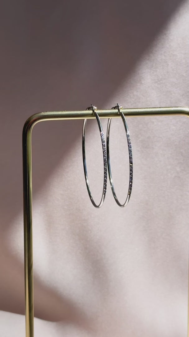 Lumina Hoop Earrings - Big Silver Diamante