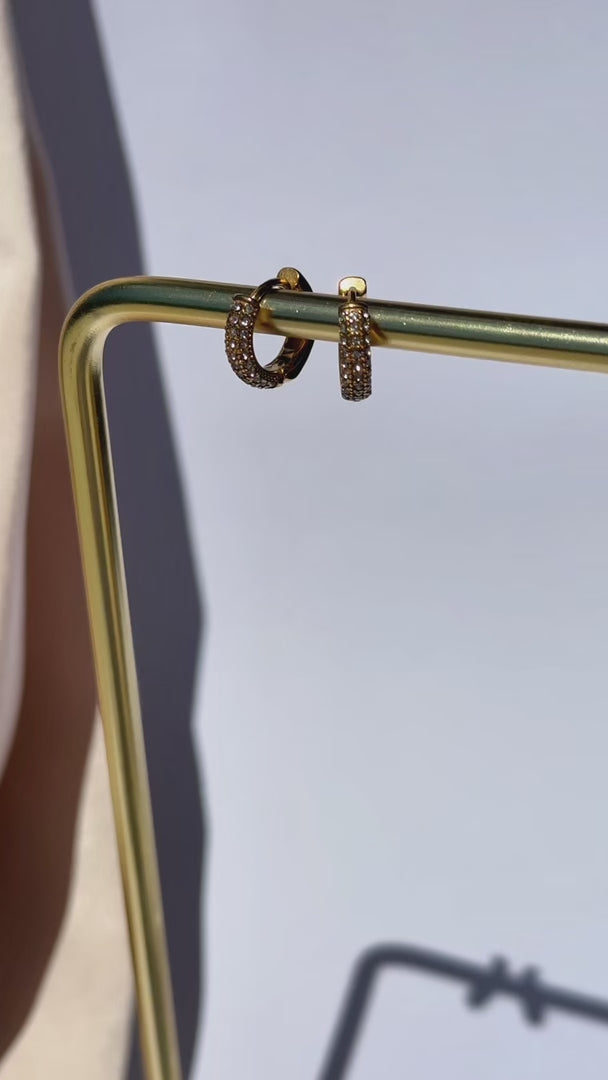 Kida Hoop Earrings - Gold Half Diamante