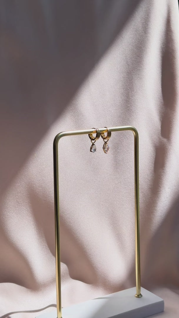 Heera Hoop Charm Earrings - Gold Mix Match Stone