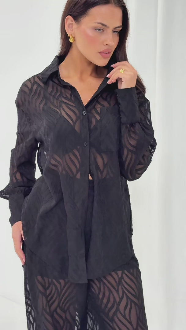 Chanmi Shirt Blouse - Black Texture