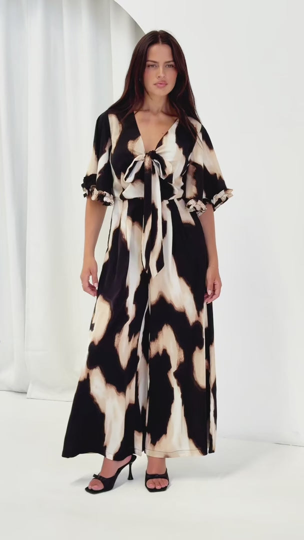 Tessa Wide Leg Jumpsuit - Big Leopard Print