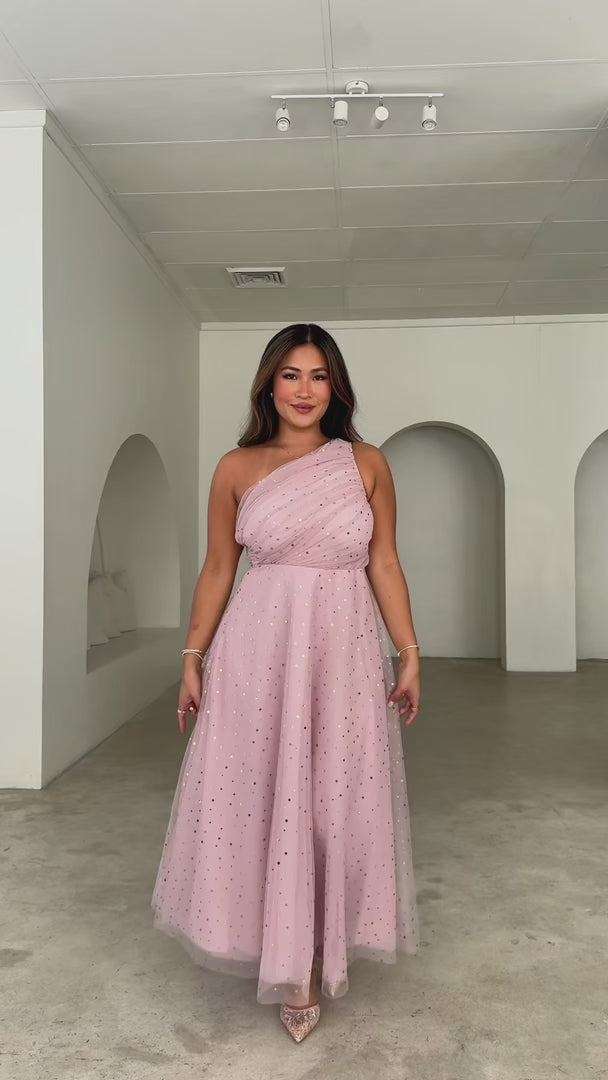 Suvi Maxi Dress - Dusty Pink Gold Glitter