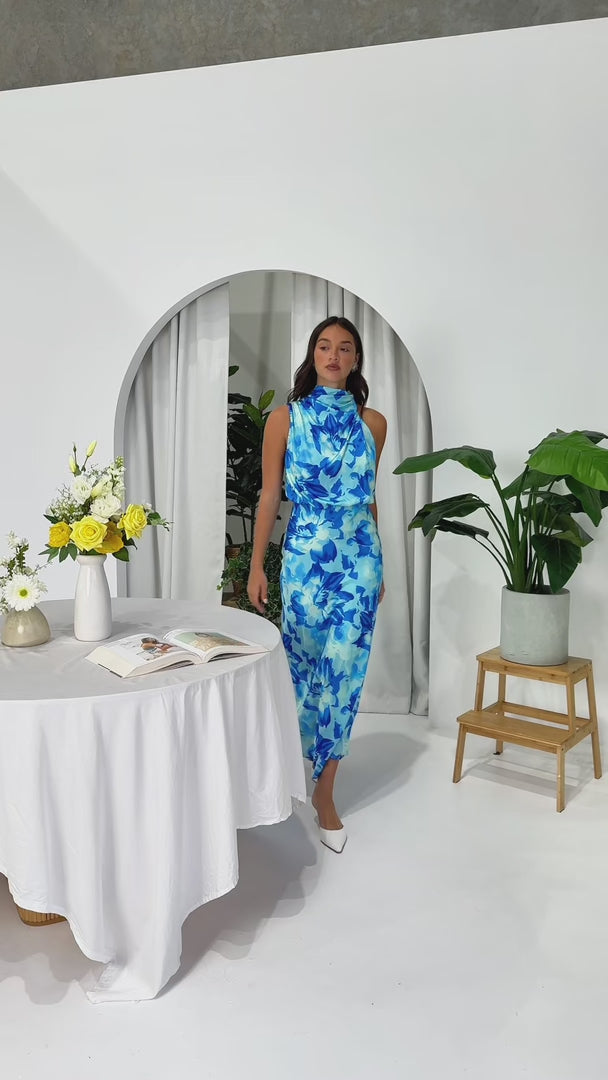 Cobero Maxi Dress - Blue Floral