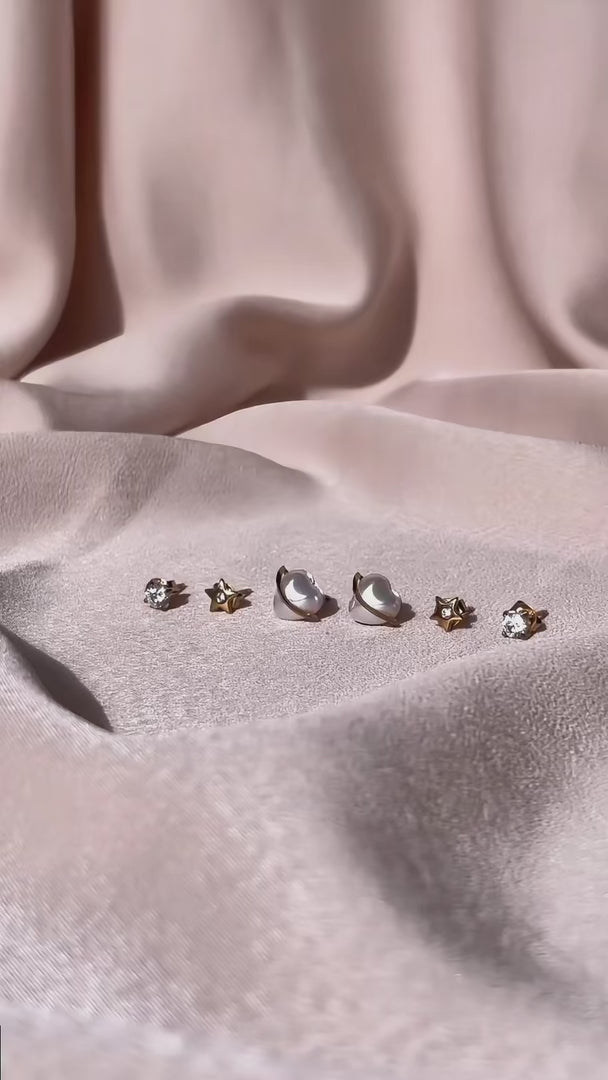 Milkyway Stud Earring Set - Gold Pearl Cosmic