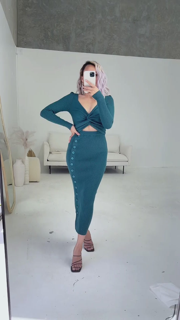 Kinsley Knit Maxi Dress - Teal