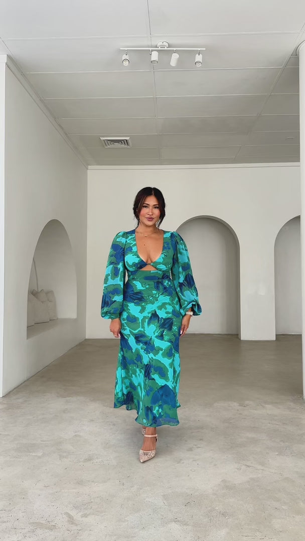 Lior Maxi Dress - Green Blue Print