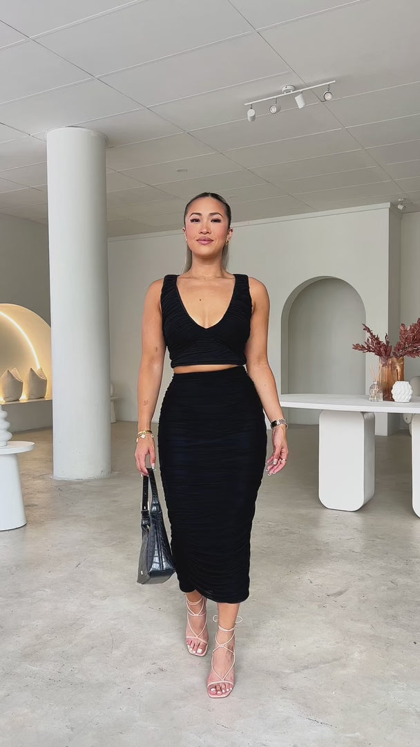 Melody Sleeveless Mesh Crop Top - Black