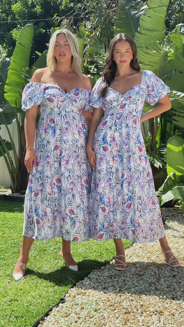 Allena Maxi Dress - Blue Purple Floral