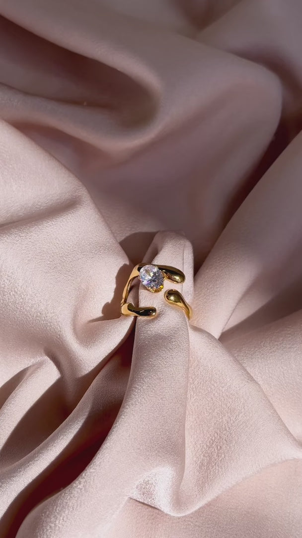Loxley Ring - Gold Oval Stone Abstract