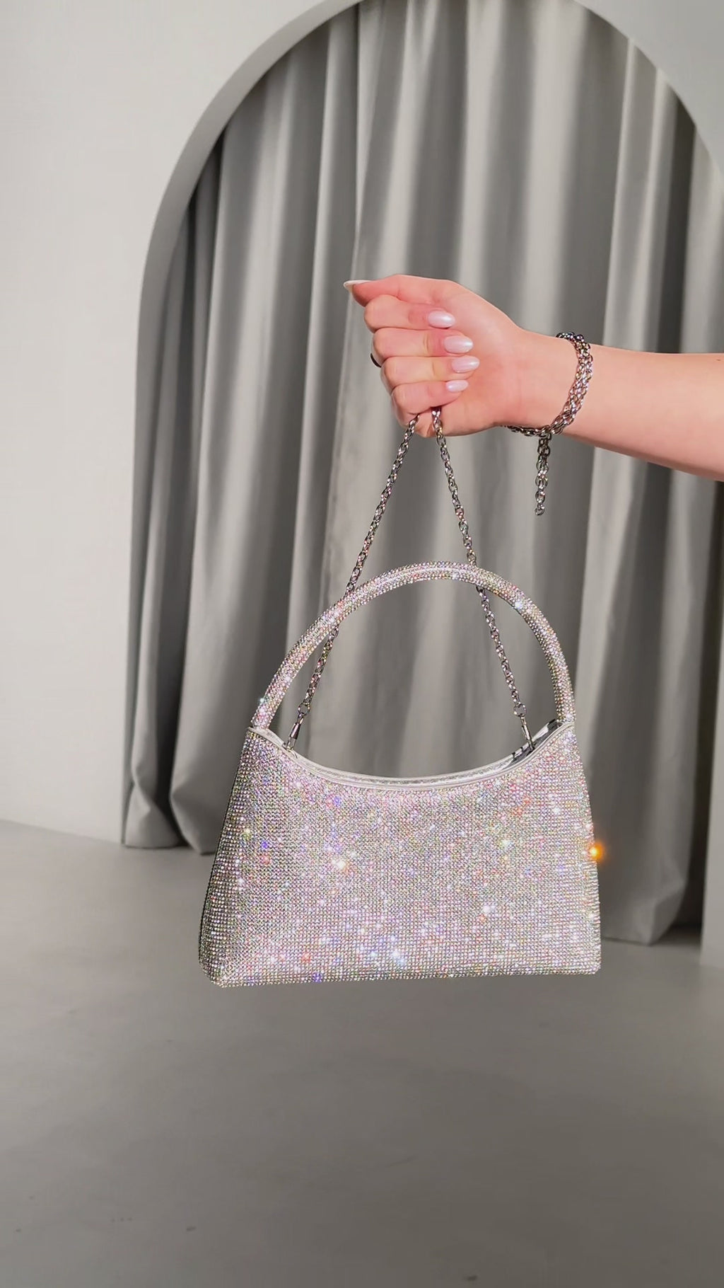 Jayda Rhinestone Bag - Silver
