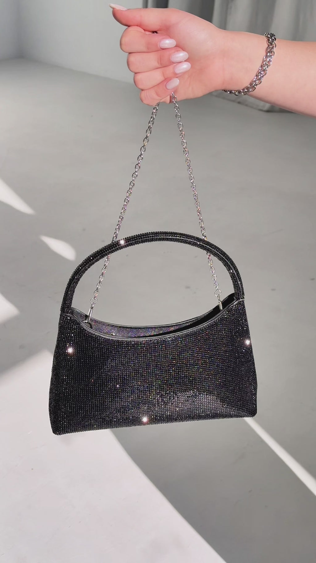 Jayda Rhinestone Bag - Black