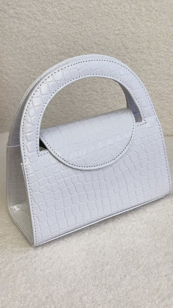 Twiggy Croc Texture Bag - White