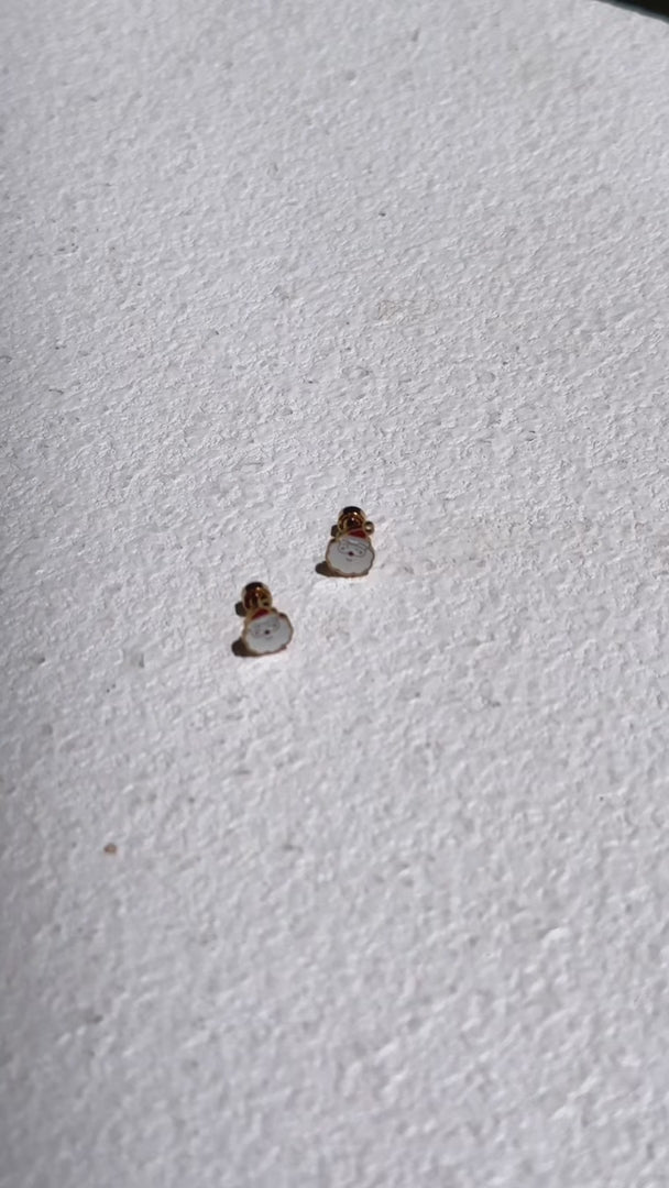 Noel Dainty Stud Earrings - Gold Santa Face