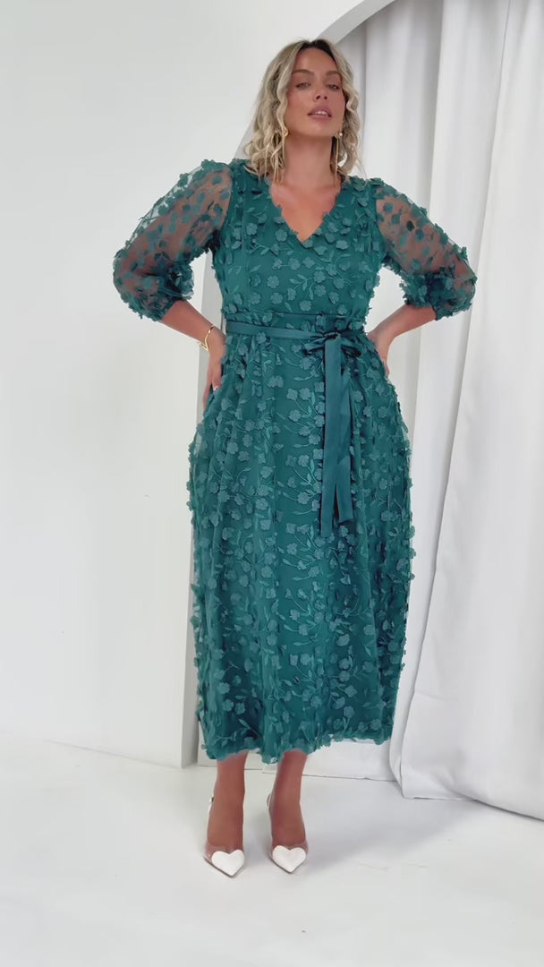 Leonie Maxi Dress - Dark Teal Green