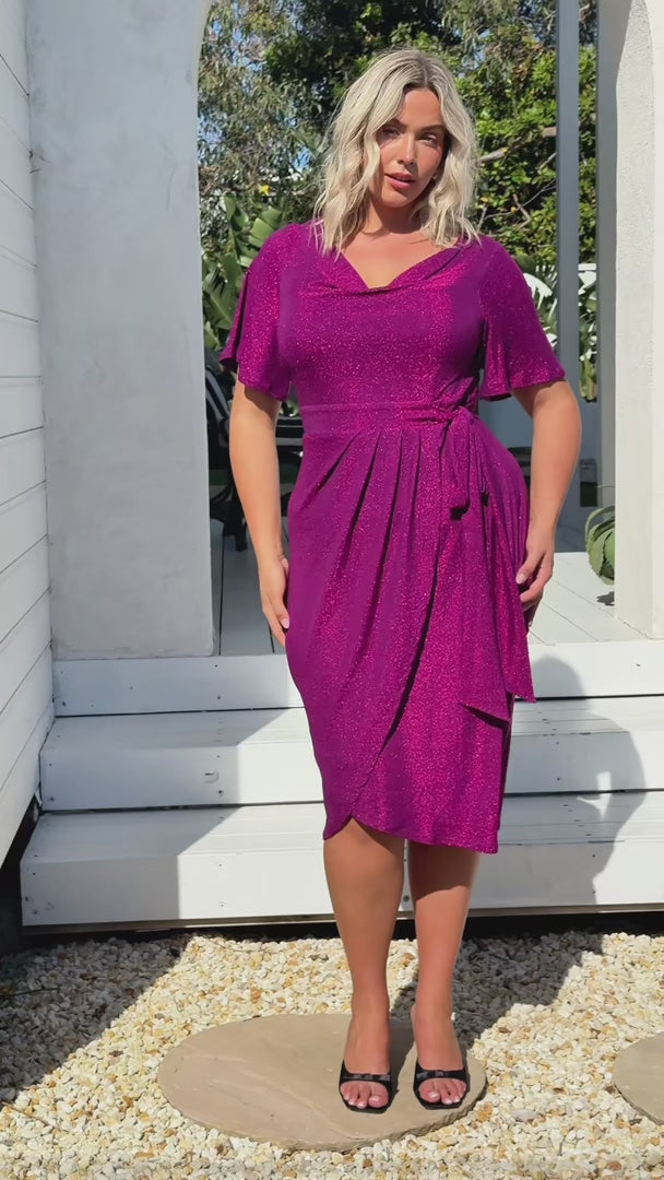 Vernot Midi Dress - Boysenberry Purple Metallic