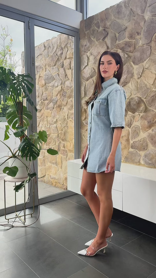 Raven Denim Mini Dress - Light Blue