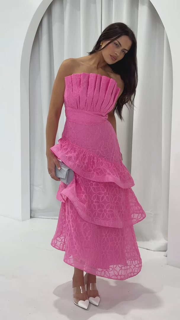 Bradshaw Maxi Dress - Pink Floral Texture