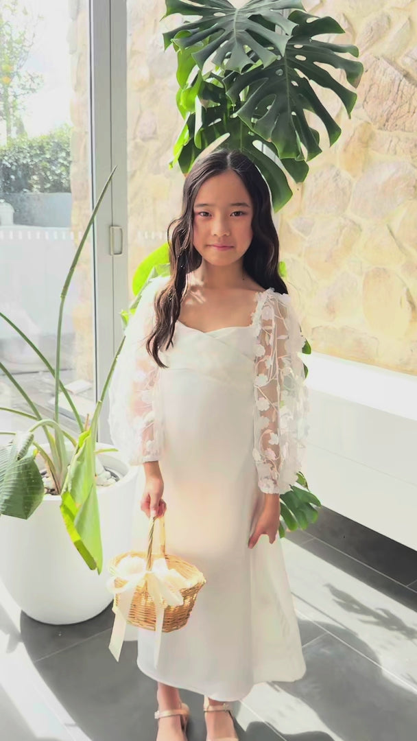 Leana Kids Dress - White