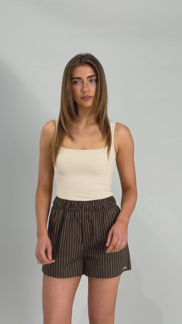 Deezu Shorts - Chocolate Brown Stripes