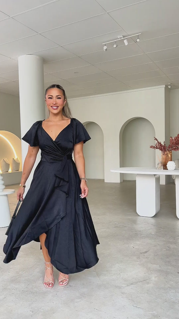 Rossetti Short Sleeve Wrap Maxi Dress - Black
