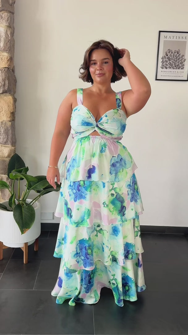 Cherika Maxi Dress - Blue Green Floral