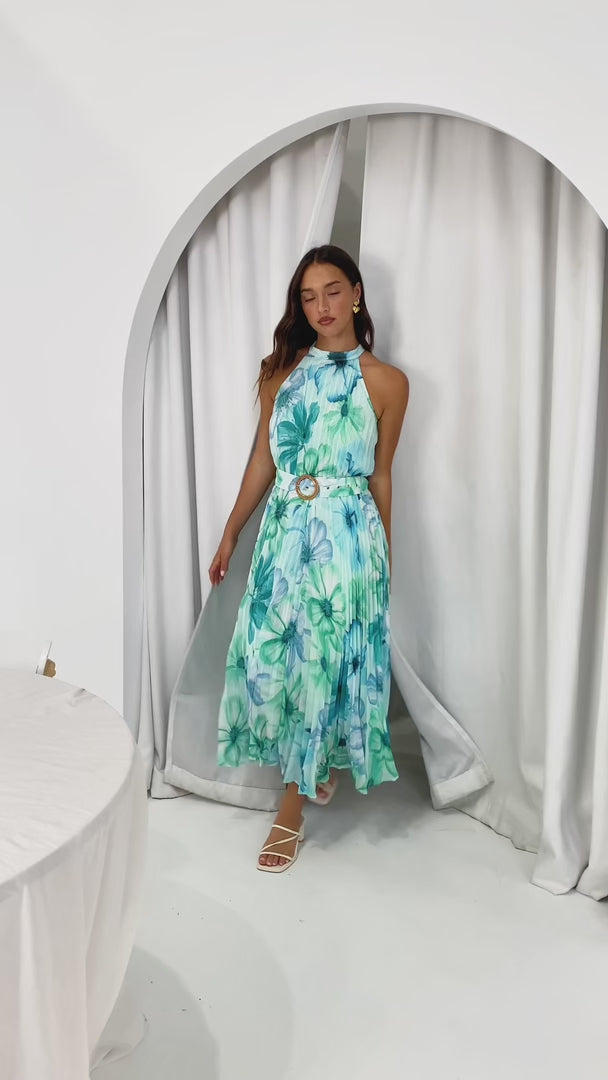 Montie Maxi Dress - Green Blue Floral