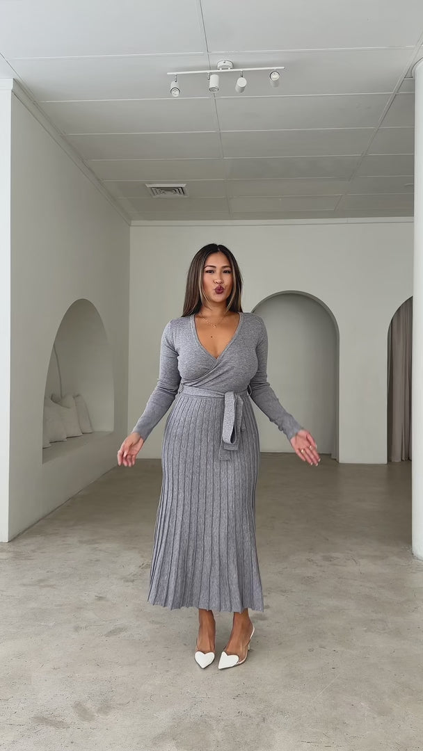 Jules Knit Midi Dress - Grey Marle