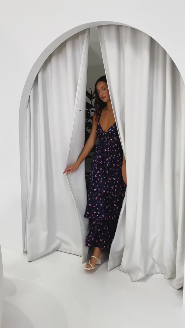 Cherika Maxi Dress - Charcoal Navy Floral
