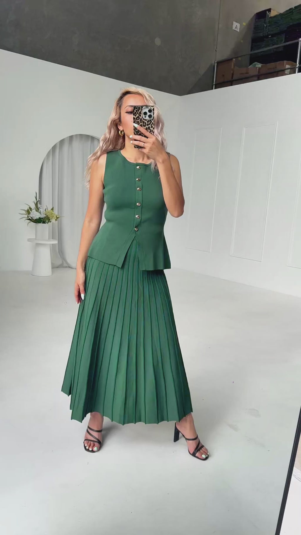 Reuben Knit Midi Skirt - Forest Green