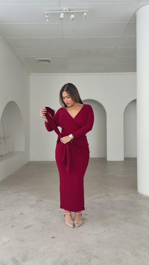Perdita Long Sleeve Maxi Dress - Wine