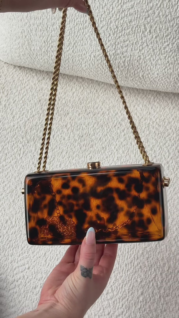 Dezie Shoulder Clutch Bag - Brown Tortoiseshell