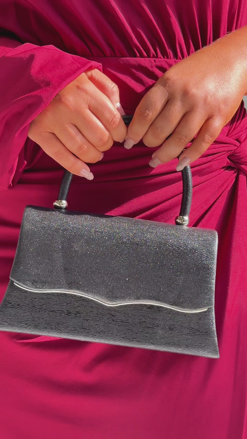Jalisa Texture Bag - Black Sheen