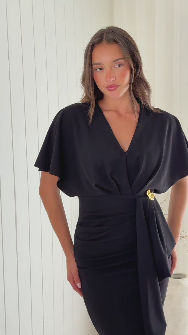 Indra Midi Dress - Black