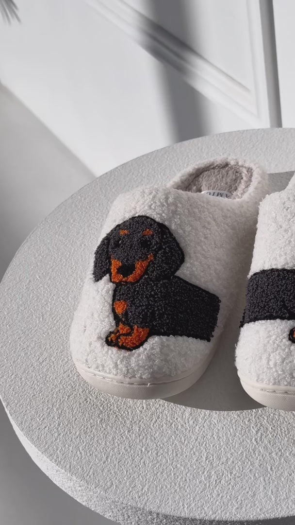 Sausage Dog Scuff Slippers - Black