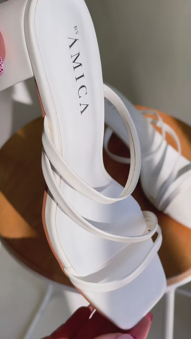 Yora Block Mule Heels - White