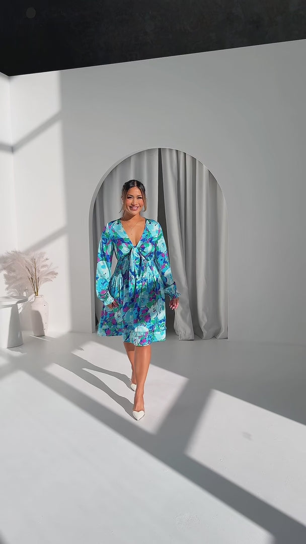 Amaya Dress - Blue Multi Floral