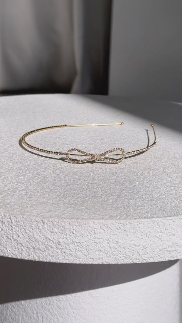 Bopeep Headband - Gold Bow Diamante