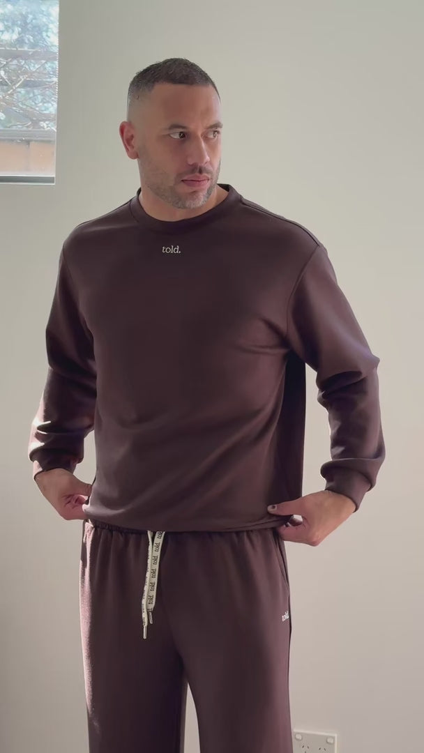 Luther Unisex Wide Leg Trackpants - Chocolate Brown