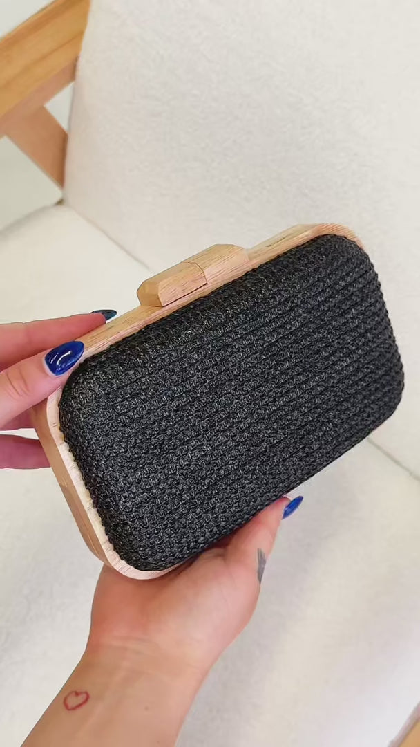 Kulua Straw Clutch Bag - Black
