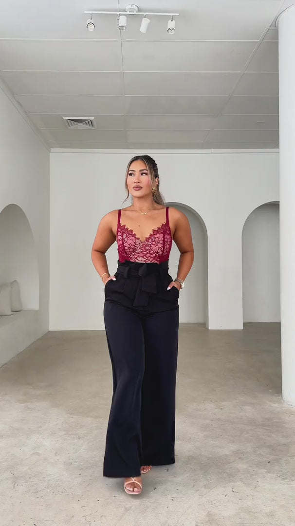 Billie Lace Bodysuit - Wine Nude
